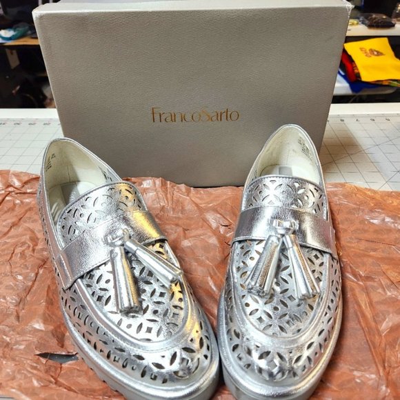 Franco Sarto Shoes - Franco Sarto Carolyn Silver Lug Sole Flat Loafers/Size 9.5/